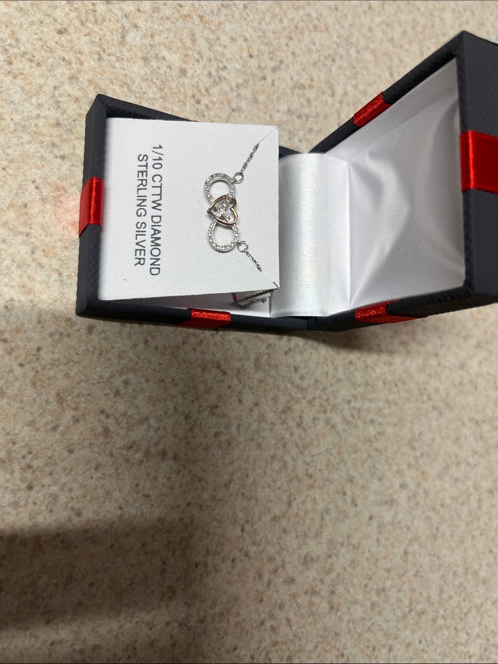 Sterling Silver Heart & Infinity Necklace with 1/10 CTTW Diamond Accents